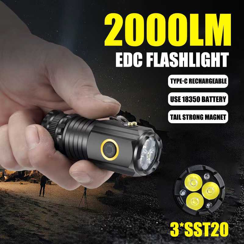 3 Core LED Mini Tactical Flashlight Rechargeable High Power LED