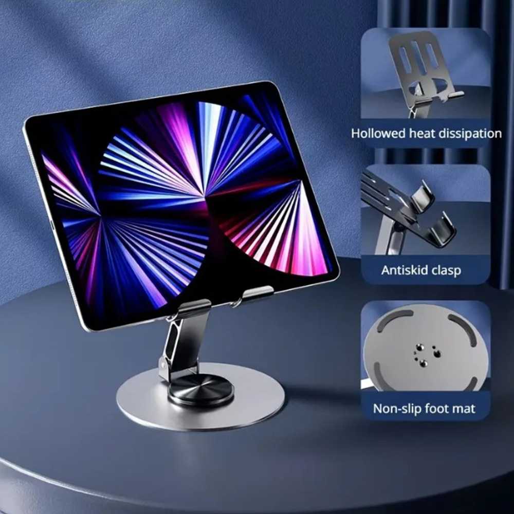 Universal Full Metal Mobile Phone Stand 360ยฐ Rotating Aluminum Alloy Base Desktop Tablet Phone Holder Stand