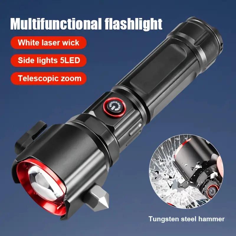 Rechargeable LED 5 In 1 FlashLight Torch High Lumens,Best Bright Flashlight With 5 Modes And Waterproof