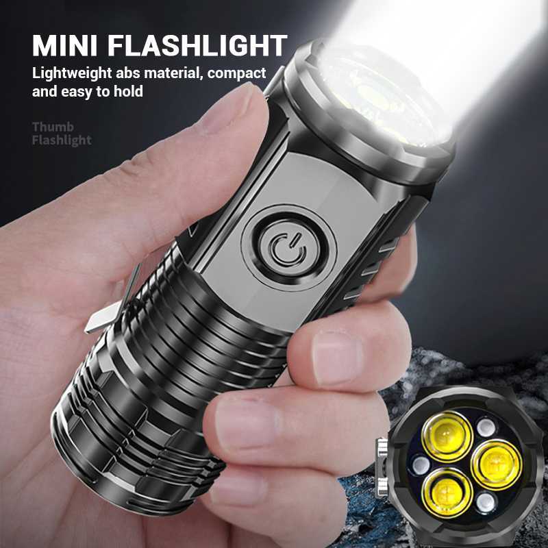 3 Core LED Mini Tactical Flashlight Rechargeable  High Power LED