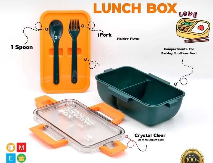KENDY Lunch Box With Partition And Spoon, Fork Lunch box for kids and adult BPA free plastic Best quality lunch box
